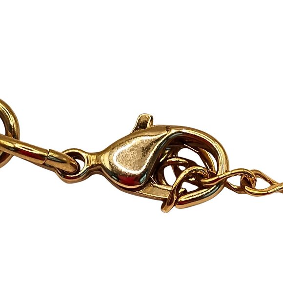 VTG Womens Gold Tone Lucite Chain Necklace Earring Set Textured Elegant Green - Picture 8 of 9